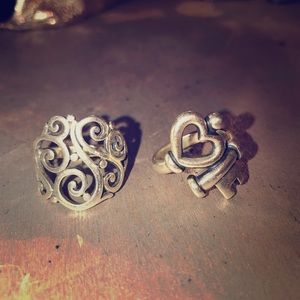 James Avery Rings sz 9 (scroll) sz 7 (heart & key)